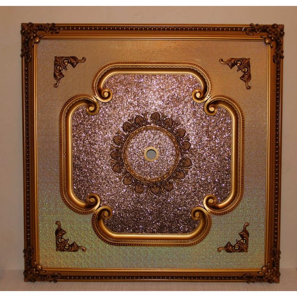 110 cm Kare Osmanli Saray Tavan Sf-365 Avize Gobegi Patina-Eskitme Altin Varakli 3D